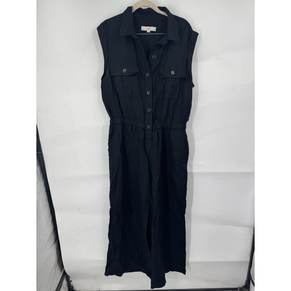 LOFT Black Sleeveless Utility Jumpsuit